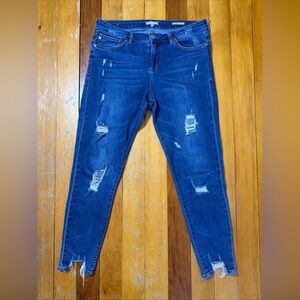 Dear John Gisele Distressed HW Dark Blue Skinny Jeans Size 30